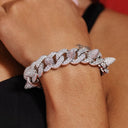 Pulsera de cadena de eslabones con remaches y púas de diamante en oro blanco
