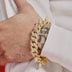 Diamond Spike Rivet Link Chain  Bracelet in Yellow Gold