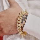 Diamond Spike Rivet Link Chain  Bracelet in Yellow Gold