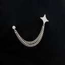 GLD Star Dangle Chain Brooch in White Gold