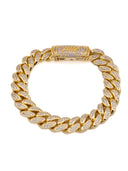 Pulsera de eslabones tipo "prong" con diamantes en oro amarillo - 12 mm