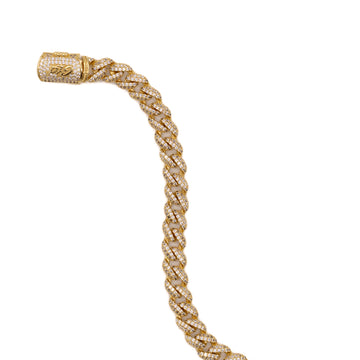 Pulsera de eslabones tipo "prong" con diamantes en oro amarillo - 12 mm