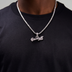 Baseball Lifestyle 101 Iced Wordmark Pendant in White Gold