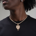 Baseball Lifestyle 101 Iced Dripping Homeplate Pendant in Yellow Gold