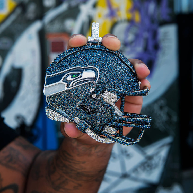 american football helmet seahawks Giant Seattle Seahawks Official NFL Helmet Pendant, 14k White