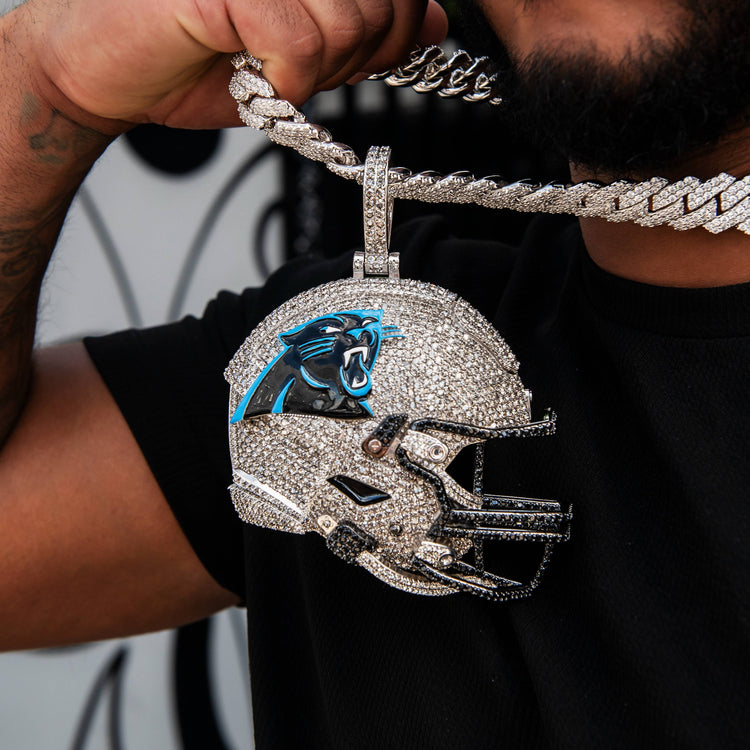 carolina panthers plush football helmet Giant Carolina Panthers Official NFL Helmet Pendant, 14k White