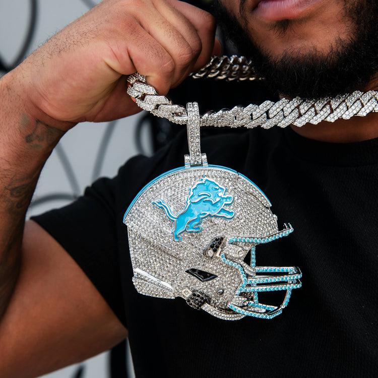 Giant Detroit Lions Official NFL Helmet Pendant