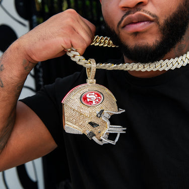 Giant San Francisco 49ers Official NFL Helmet Pendant, 18k