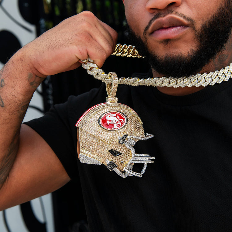 Giant San Francisco 49ers Official NFL Helmet Pendant, 18k