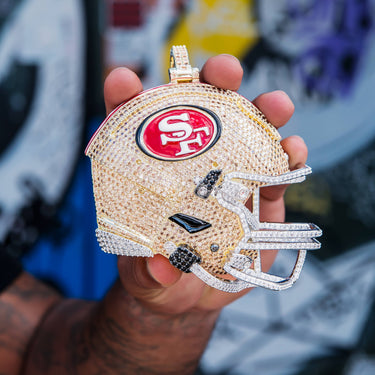 Giant San Francisco 49ers Official NFL Helmet Pendant, 18k