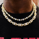Paquete de cadena de tenis redonda de estrella de piedra + cadena marinera de racimo de diamantes en oro amarillo