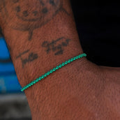 2MM Emerald Micro Tennis  Bracelet in White Gold