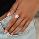 Diamond Heart Cluster Ring in White Gold Vermeil