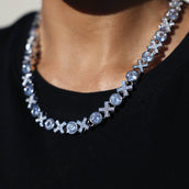 Iced XOXO Tennis Chain Necklace in White Gold