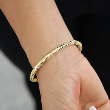 Iced Ball Bangle Bracelet in Yellow Gold