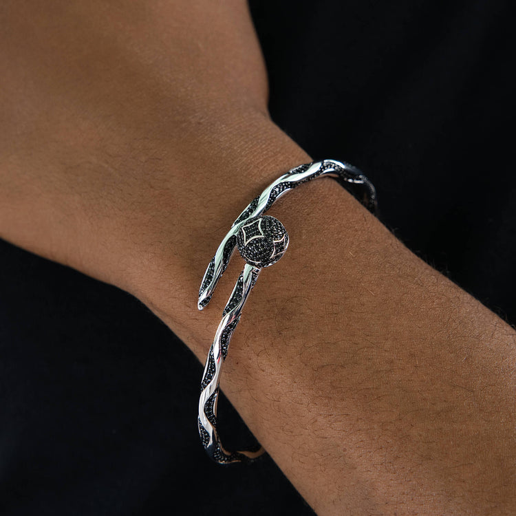 【heres】ICE BANGLE101 Iced Ball Bangle Bracelet in White Gold- The GLD Shop