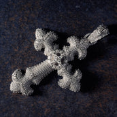 GLD X Bloody Osiris Iced Moissanite Large Cross Pendant in White Gold Vermeil