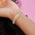 Micro Clustered Tennis Necklace + 8.5mm Iced Cuban Bracelet + Diamond Cross Hoop Earring Bundle in Yellow Gold