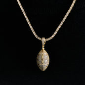 Iced Football Pendant in Yellow Gold