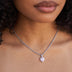 Micro Iced Pink Heart Pendant in White Gold