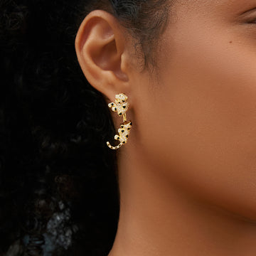 Iced Leopard Earring in Yellow Gold