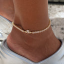 Iced Pilates Crown Anklet in Yellow Gold