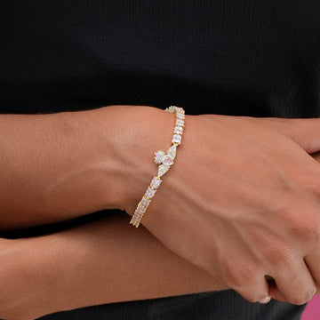Iced Pilates Crown Bracelet in Yellow Gold