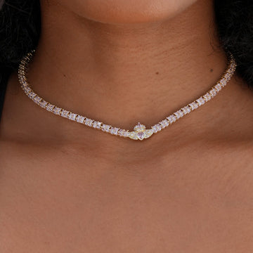 Iced Pilates Crown Chain in Yellow Gold