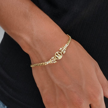 Iced Pilates Slipper Bracelet in Yellow Gold