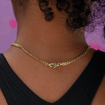 Iced Pilates Slipper Chain in Yellow Gold
