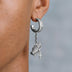 Iced Hanging Praying Hands Hoop Earring in White Gold
