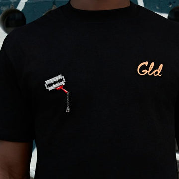 Iced Razor Blade Brooch in Black