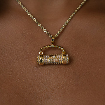 Iced Yoga Mat Pendant in Yellow Gold