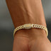 Pulsera Placa Cruz Crucifijo con Circonitas en Oro Amarillo