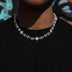 Iced Cruciform Flower Skull Cross Chain in White Gold