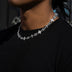 Iced Cruciform Flower Skull Cross Chain in White Gold
