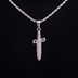 Iced Knife Pendant + 2mm Rope Chain Bundle in White Gold