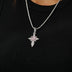 Iced Pink Flower Cross Pendant in White Gold