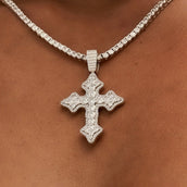 Iced Gothic Cross in White Gold