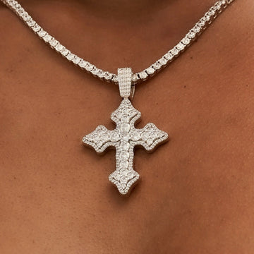 Iced Gothic Cross in White Gold