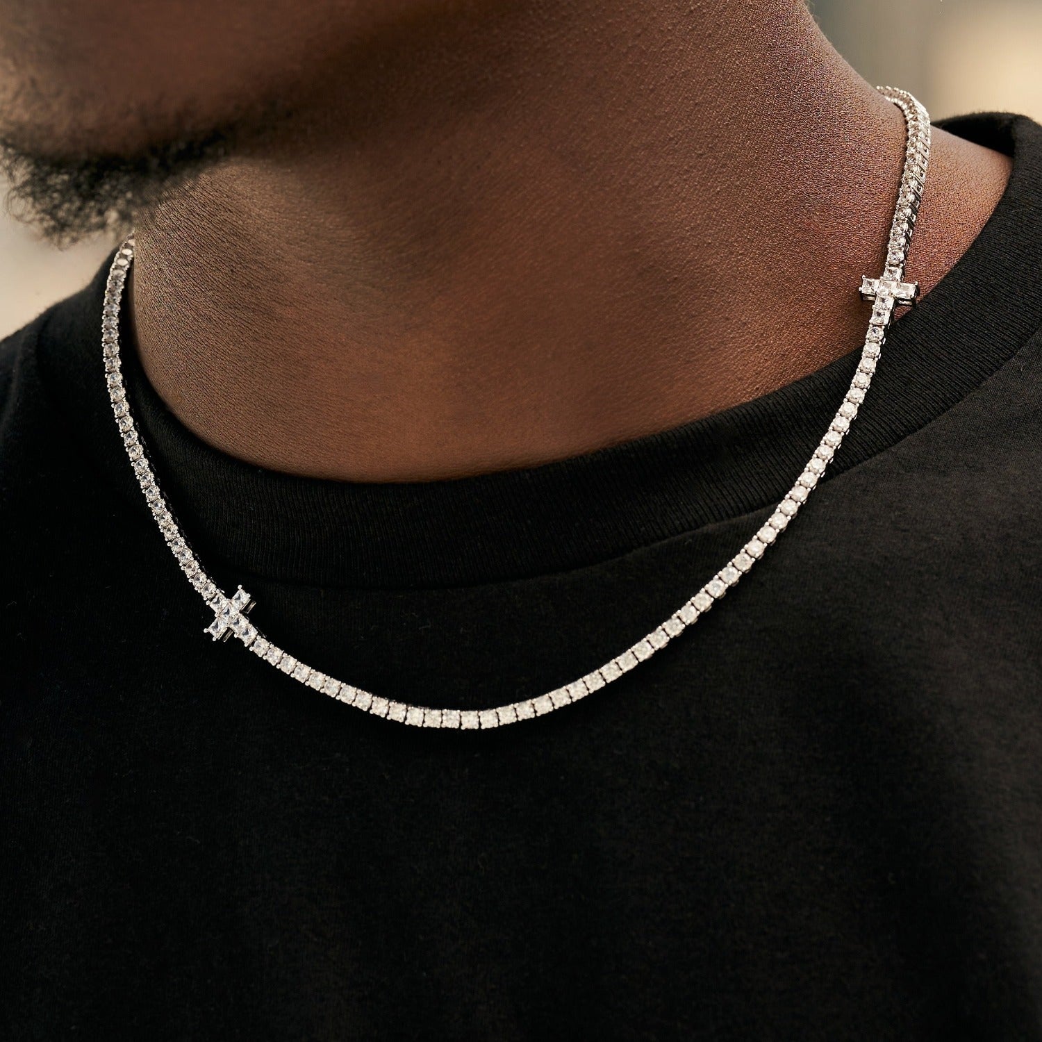 3MM Diamond Cross Tennis Chain- The GLD Shop