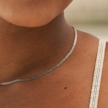 Cadena cubana micro de 2 mm en oro blanco