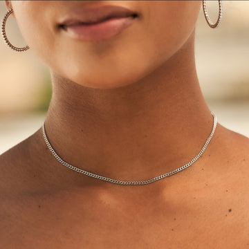 2MM Micro Cuban Necklace in White Gold