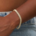 Pulsera Cubana de Micro Diamantes Engastados en Oro Amarillo - 6mm