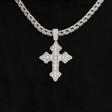 Iced Gothic Cross in White Gold