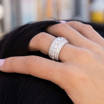 5 Layer Diamond Band Ring in White Gold Vermeil