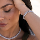 Conjunto de cadena y pulsera cubana de diamantes en oro blanco - 8.5mm