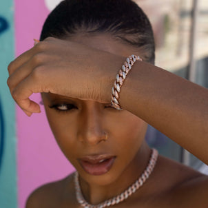 Diamond Cuban Necklace in Rose/White Gold - 8.5mm