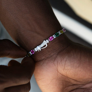 Pulsera tenis con óvalos multicolor surtidos - 5mm