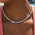 Collar tenis con cruz y diamantes de 3 mm